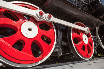 The wheels of the locomotive