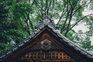 Powerful Japanese house with blue sky and clouds at the back