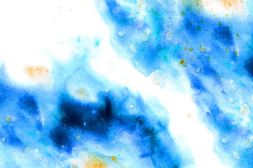 Abstract colorful watercolor background for graphic design, hand painted on paper