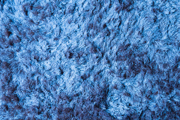 Blue fabric carpet with long pile texture