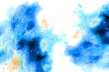 Abstract colorful watercolor background for graphic design, hand painted on paper