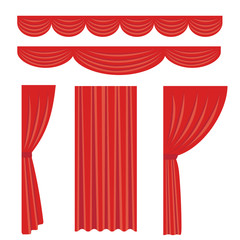 Illustration set of red stage curtain
