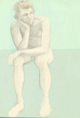 Naklejka premium Man sitting sketch