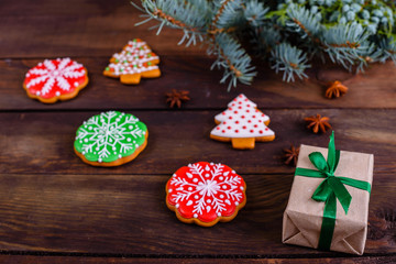 Christmas morning with fragrant coffee, gifts, gingerbreads and the festive atmosphere