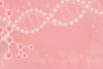 Pink DNA background with copy space, illustration vector.