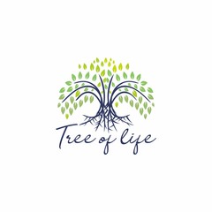 Abstract vibrant tree logo design, root vector - Tree of life logo design inspiration isolated on white background