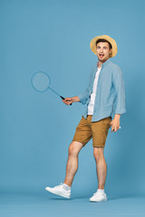 tennis player with racket and ball
