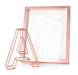 Naklejka premium Blank photo frame and decor on white background