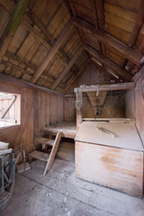 Fototapeta na wymiar interior of retro wooden watermill