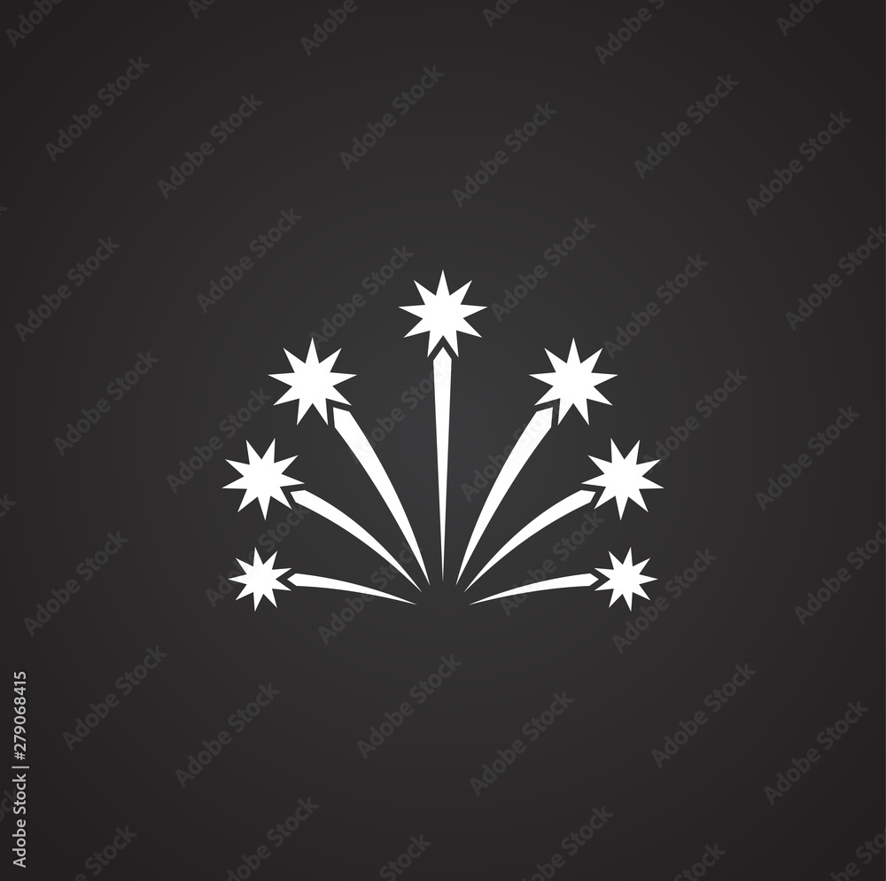 Poster firework related icon on background for graphic and web design. simple illustration. internet concep
