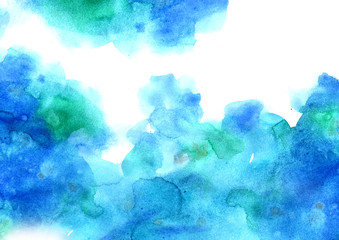 Abstract colorful watercolor background for graphic design, hand painted on paper