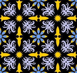 Seamless pattern of dayak ethnic batik. borneo motif style. powder blue color. vector design inspiration