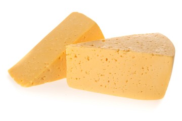 Pieces of Cheese, Isolated on White