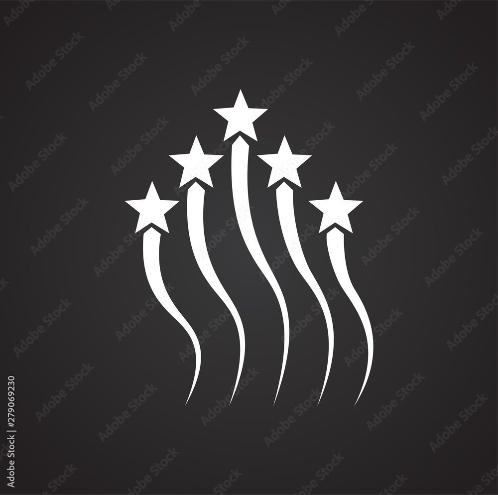 Poster firework related icon on background for graphic and web design. simple illustration. internet concep
