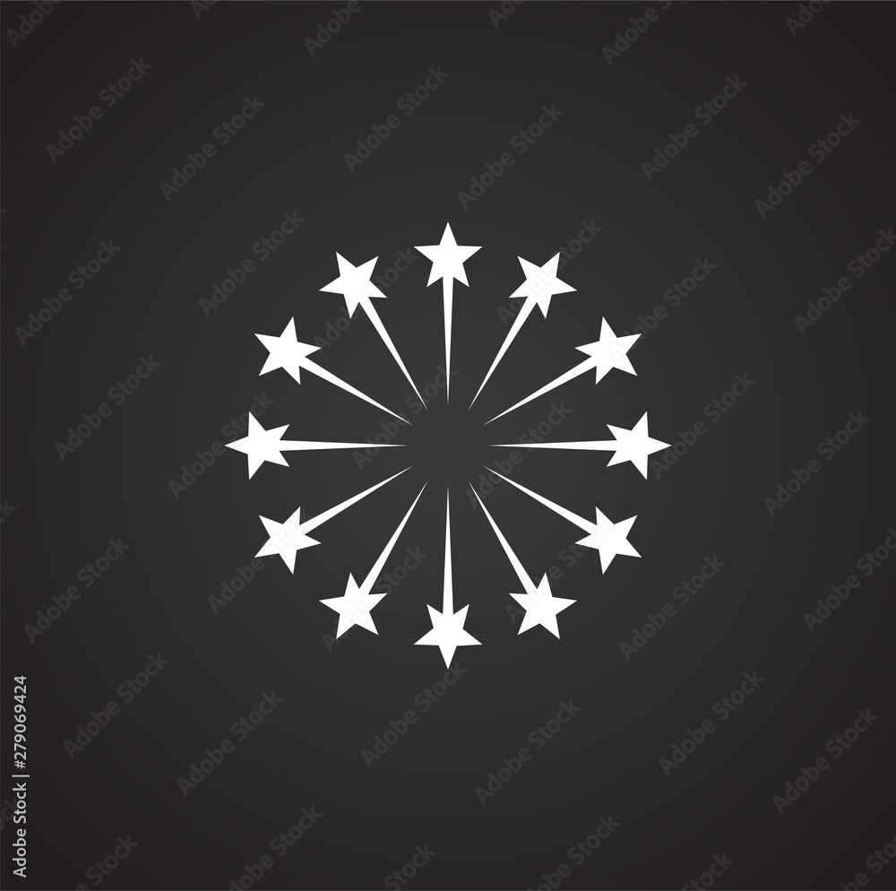 Poster firework related icon on background for graphic and web design. simple illustration. internet concep