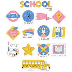 Back to school set collection of stickers