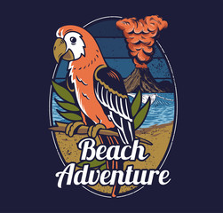 Red tropical exotic wild parrot bird © Oleksii