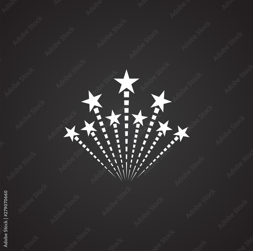 Poster firework related icon on background for graphic and web design. simple illustration. internet concep