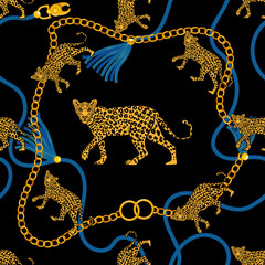 Obraz premium Seamless pattern with gold chain