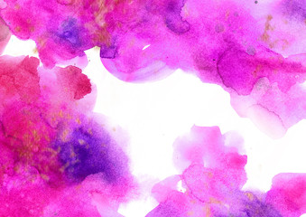 Abstract colorful watercolor background for graphic design, hand painted on paper
