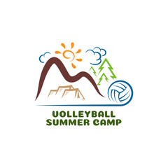 Logo volleyball summar camp. Fun cartoon logo.