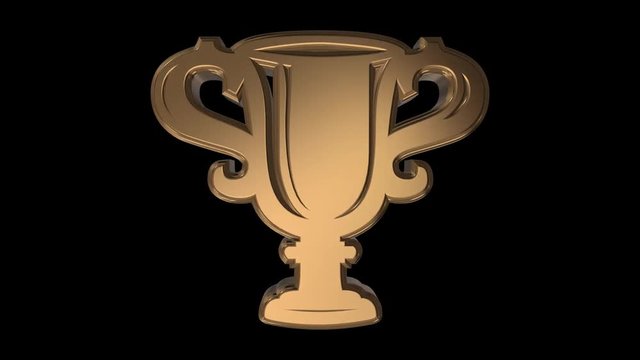 animated rotating golden trophy symbol - seamless loop