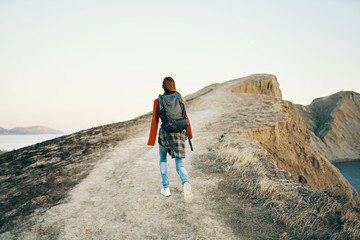 Fototapeta premium hiker on top of mountain