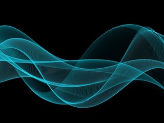 Abstract neon blue flow grid wave background