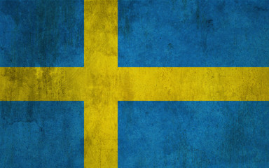 Flag of Sweden with a raw, worn style	