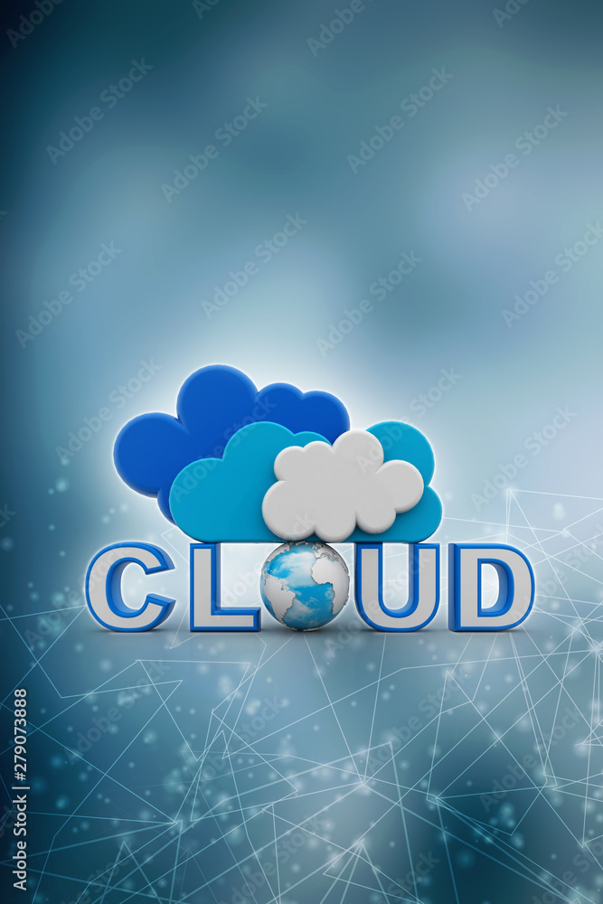 Poster 3d rendering technology cloud computing