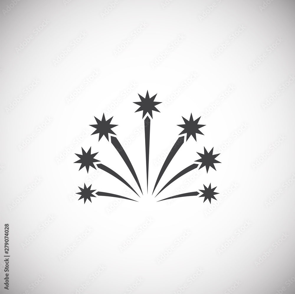 Poster firework related icon on background for graphic and web design. simple illustration. internet concep