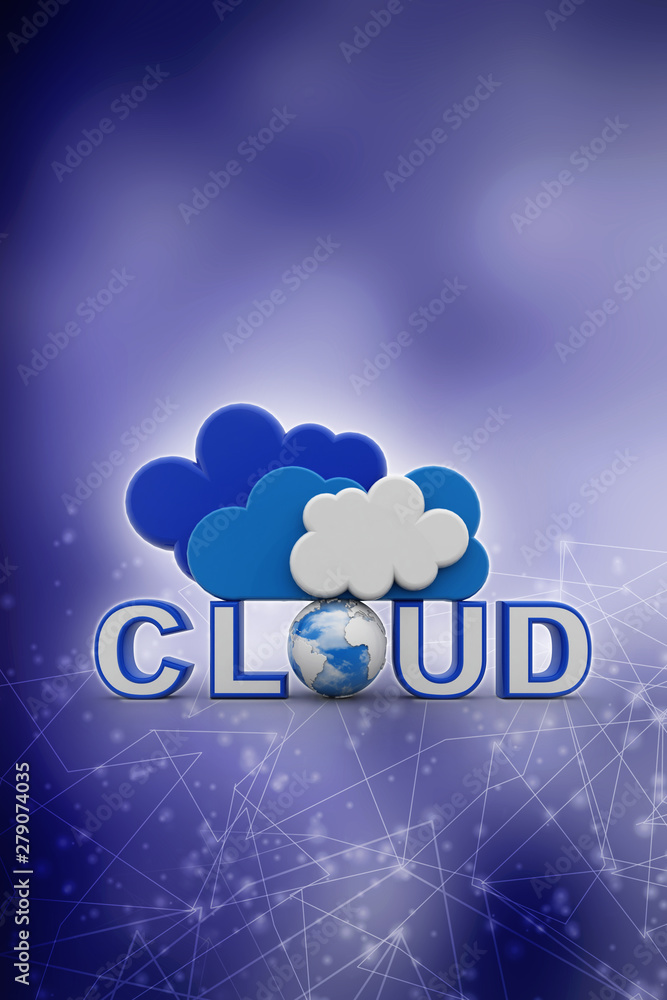 Poster 3d rendering technology cloud computing