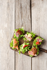 Mix of small sandwiches. Top view