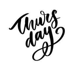 Happy Thursday - Fireworks - Today, Day, weekdays, calender, Lettering, Handwritten, vector for greeting