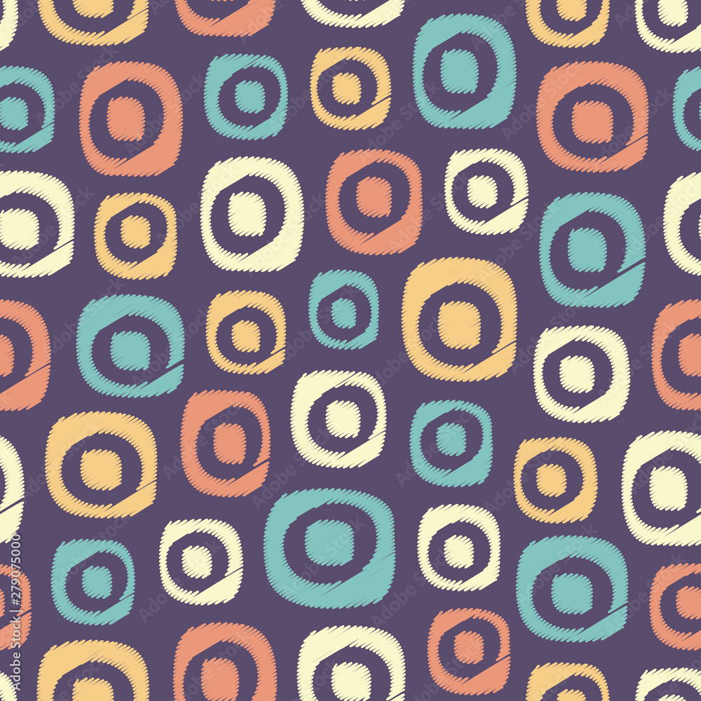 Fototapete seamless abstract pattern in scribble style with the image of oval geometric shapes.