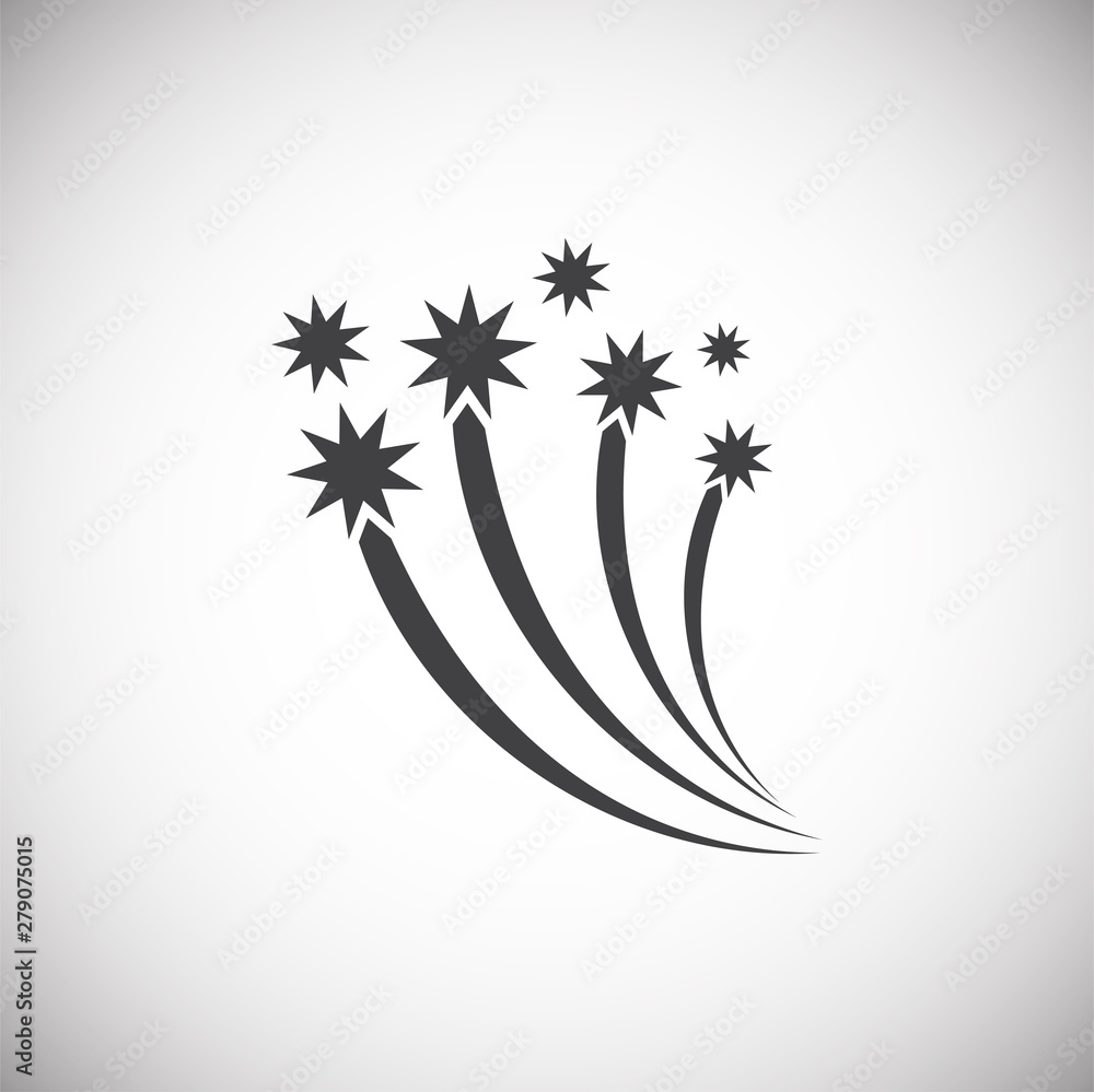 Poster firework related icon on background for graphic and web design. simple illustration. internet concep