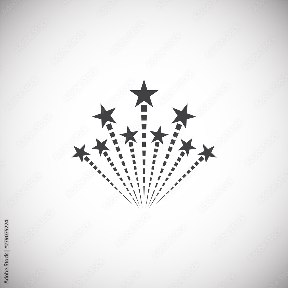 Poster firework related icon on background for graphic and web design. simple illustration. internet concep