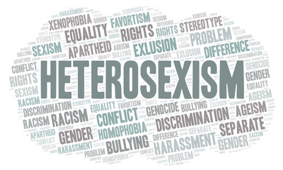 Obraz premium Heterosexism - type of discrimination - word cloud.
