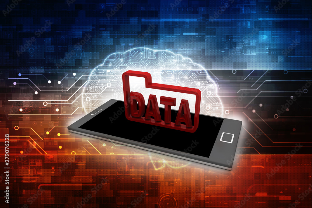 Poster 3d rendering mobile phone data