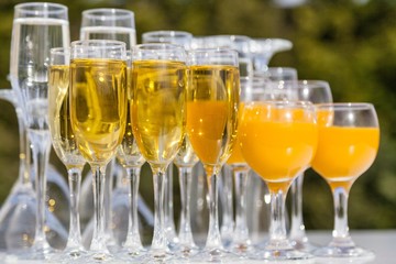 Champagne Glasses and Drinks on the Table