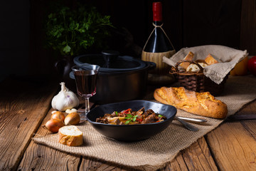 classic beef goulash with peppers and onions
