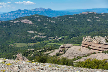 Fototapeta na wymiar Rocky landscape of Natural Park de Sant Llorenc del Munt i l Obac