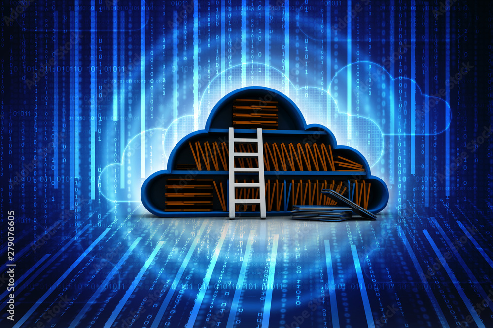 Poster 3d rendering cloud folder network