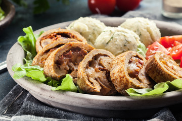 Pork rolls stuffed with mozzarella