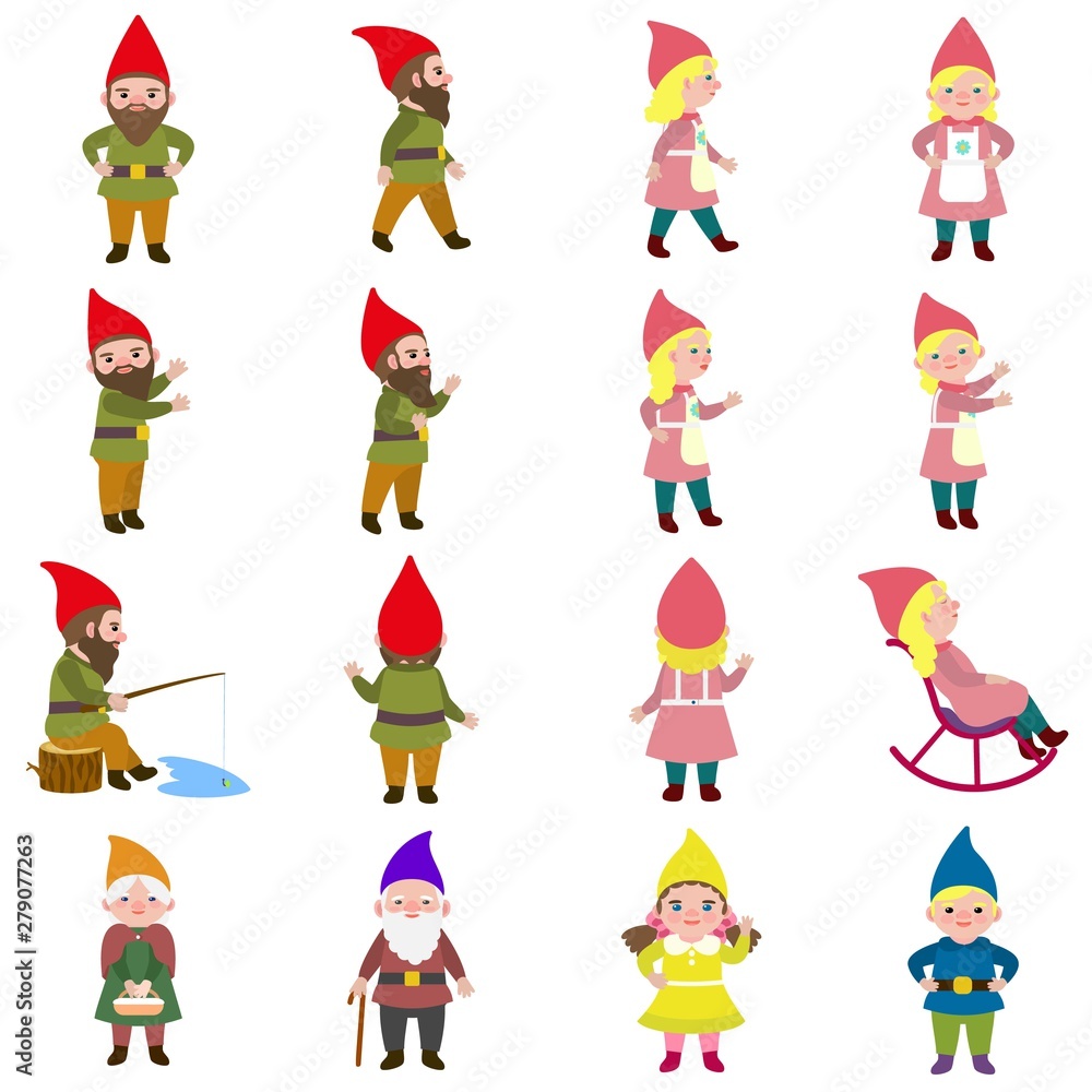 Poster gnome icons set. flat set of gnome vector icons for web design