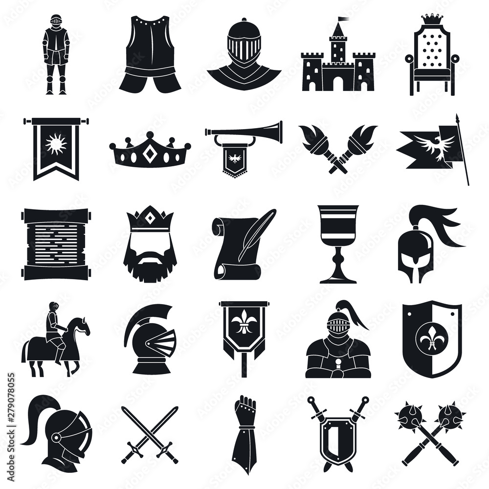 Poster knight icons set. simple set of knight vector icons for web design on white background