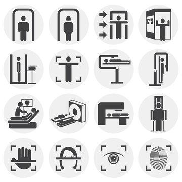 Human scanning related icons set on background for graphic and web design. Simple illustration. Internet concept symbol for website button or mobile app.