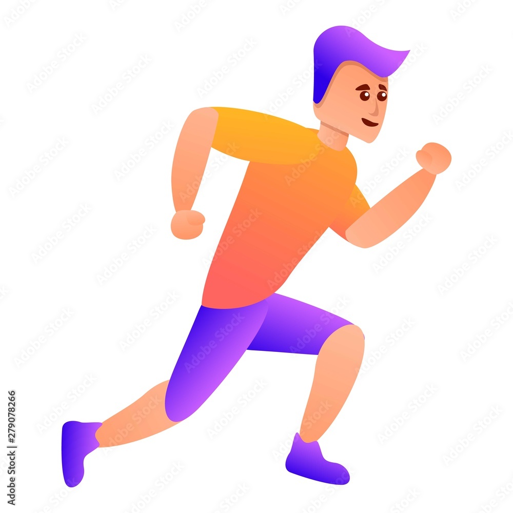 Aufkleber boy running icon. cartoon of boy running vector icon for web design isolated on white background