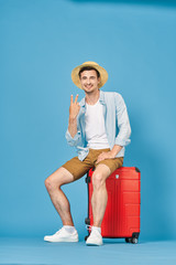 young woman with suitcase