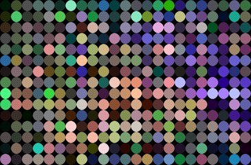 Mosaic holographic shimmer disco decoration pattern. Trend wallpaper. Lilac green blue yellow iridescent dots.
